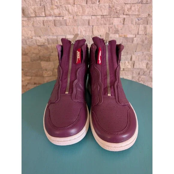 NIB Nike Air Jordan 1 High Zip AT0575-600 W Sz 9 Shoes Bordeaux Purple Sz 7Y - Picture 2 of 10